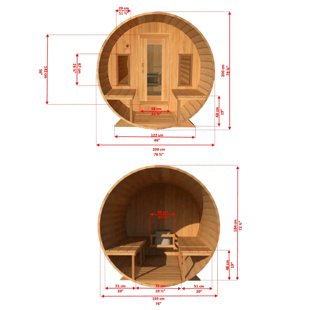 Dundalk CT Serenity MP 4 Person Barrel Sauna CTC2245MP