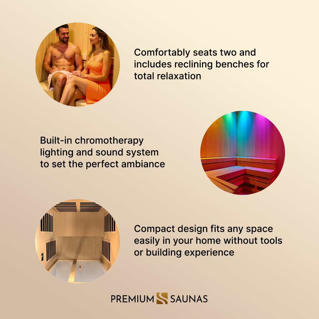 Dynamic Santiago Elite 2-person Ultra Low EMF FAR Infrared Sauna - DYN-6209-02 Elite