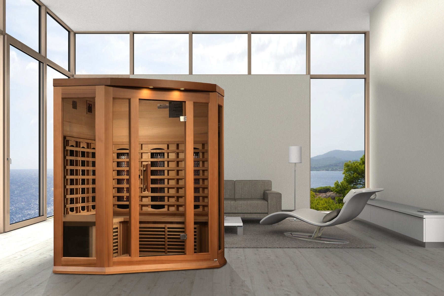 Maxxus 3-Person Corner Full Spectrum  Near Zero EMF FAR Infrared Sauna Canadian Red Cedar MX-M356-01-FS CED