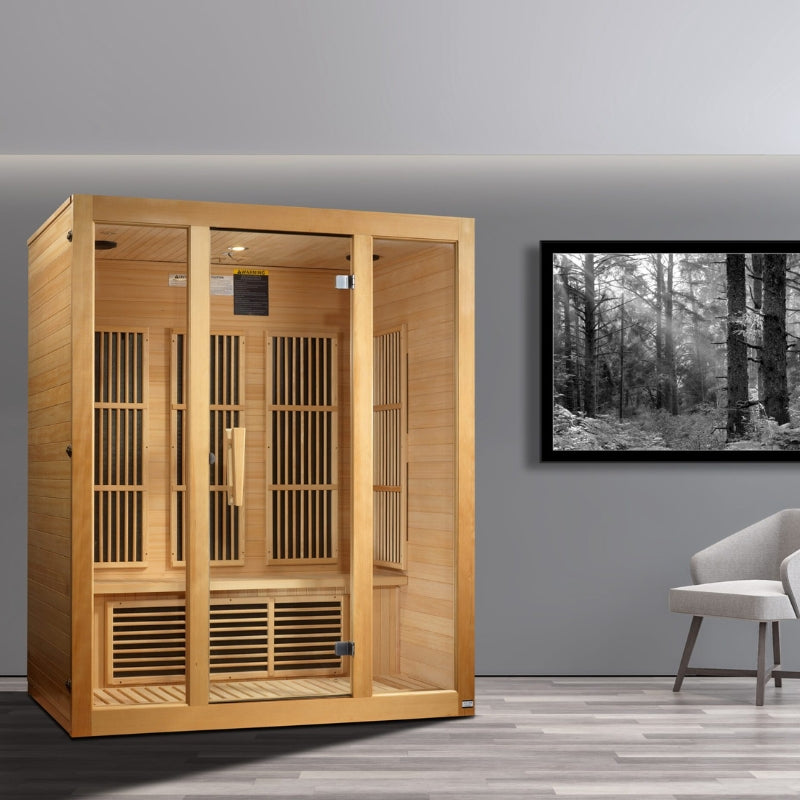 Maxxus Bellevue 3-Person Near Zero EMF FAR Infrared Sauna with Canadian Hemlock  MX-J306-01-ZF