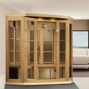 Maxxus  3-Person Corner Near Zero EMF FAR Infrared Sauna Canadian Hemlock MX-K356-01-ZF