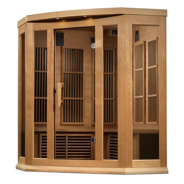 Maxxus  3-Person Corner Near Zero EMF FAR Infrared Sauna Canadian Hemlock MX-K356-01-ZF