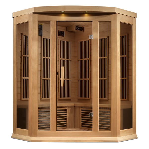 Maxxus  3-Person Corner Near Zero EMF FAR Infrared Sauna Canadian Hemlock MX-K356-01-ZF