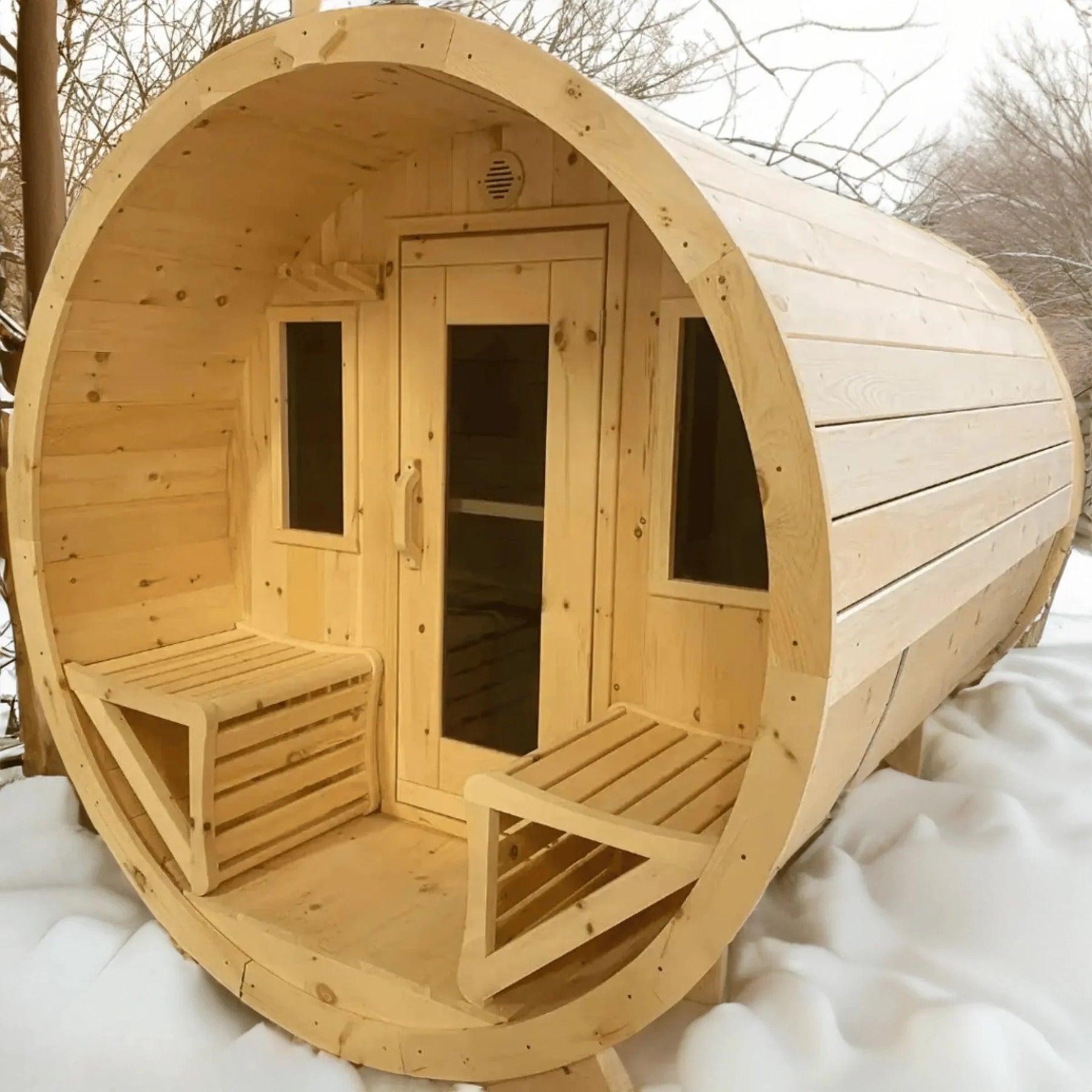 True North Canandian Made 6-8 Person 9' Long Outdoor Traditional Barrel Sauna