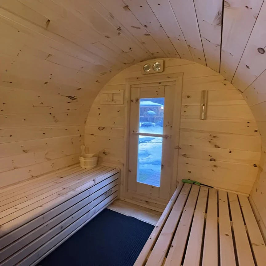 True North Canandian Made 6-8 Person 9' Long Outdoor Traditional Barrel Sauna
